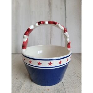Sonoma USA July 4th ceramic handled basket star America home decor